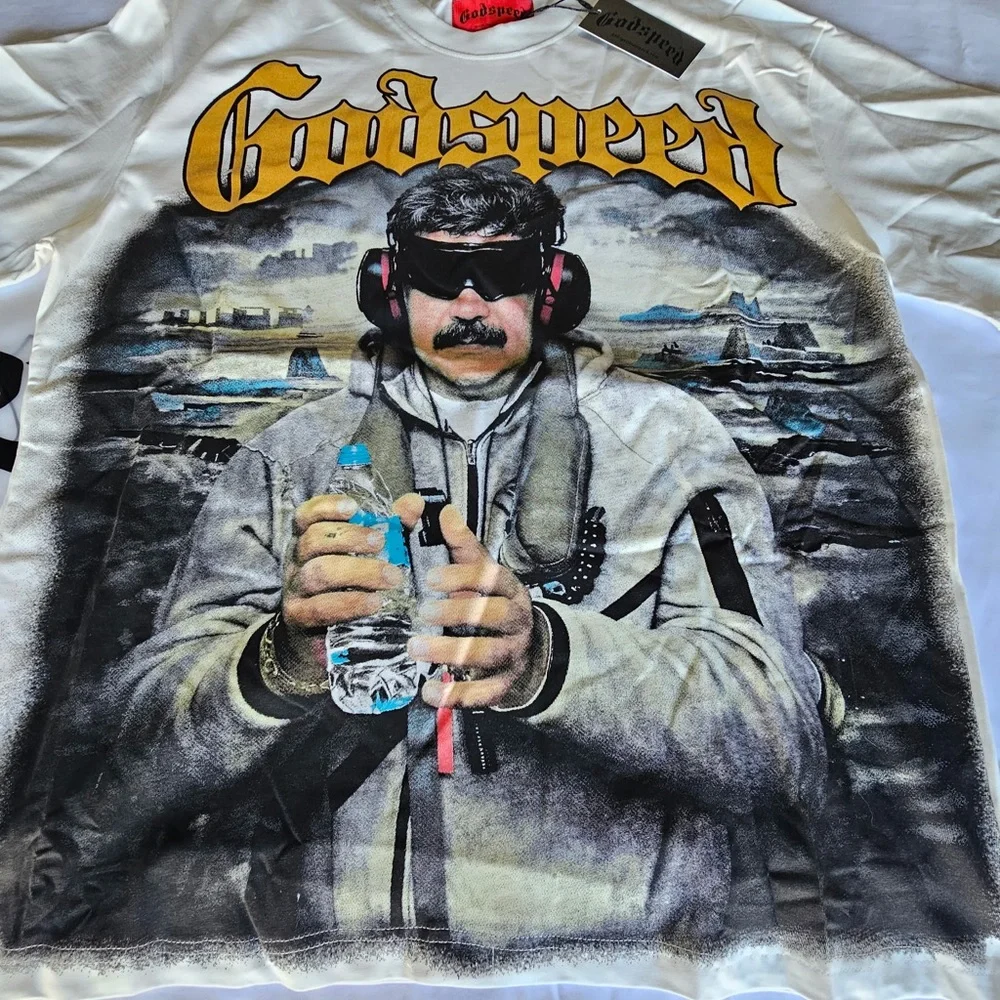 Godspeed Mission Complete White Graphic Crewneck T-Shirt - Picture 4 of 7